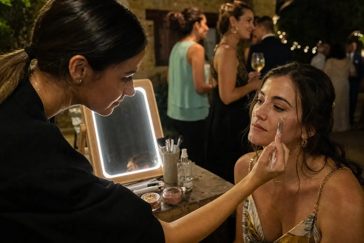 Puesto de Glitter Bar en cóctel de boda